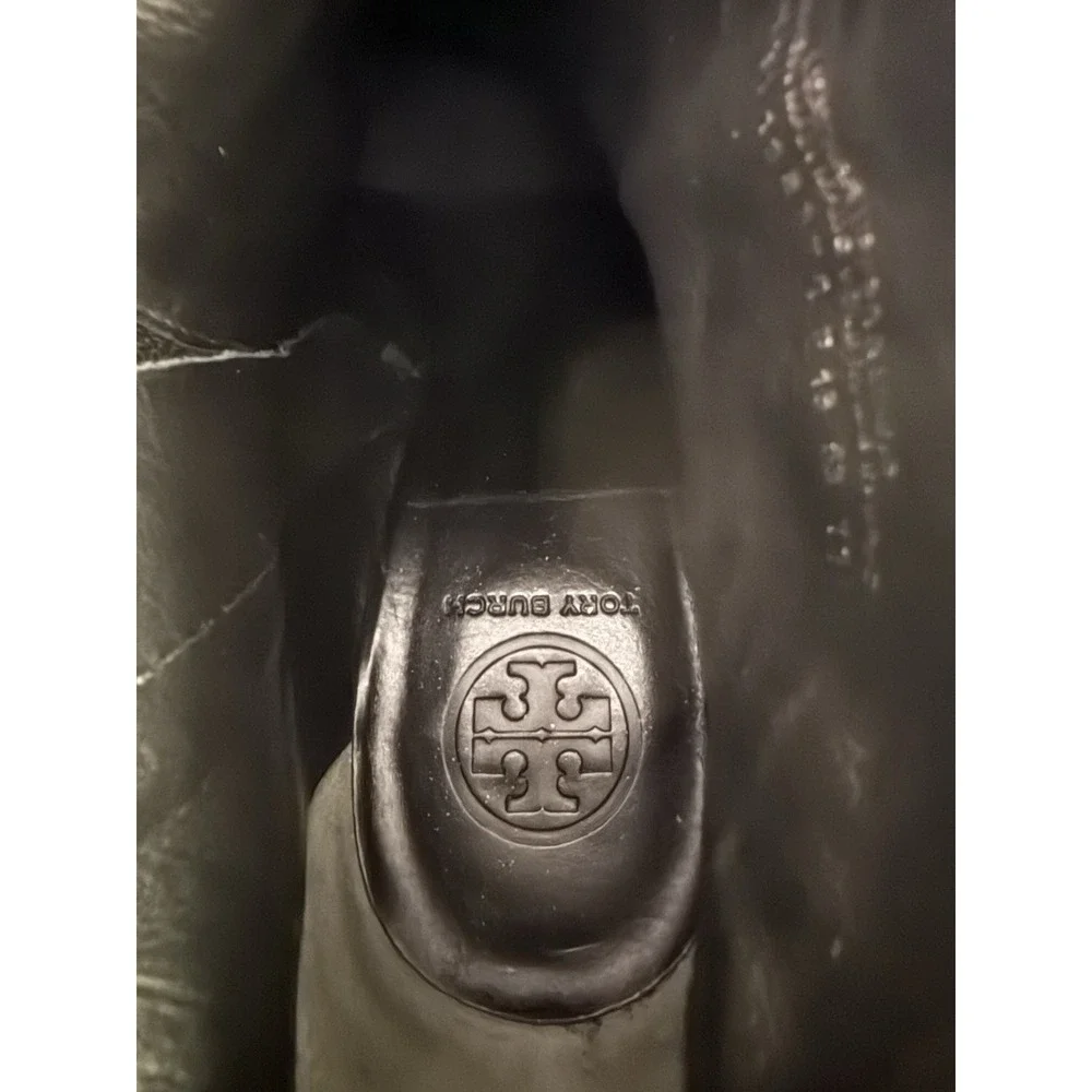 TORY BURCH Milan Wedge Bootie Black‎ Leather Size 11